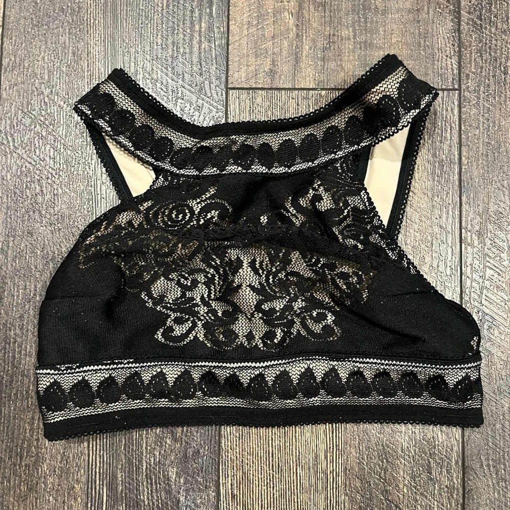 For Love And Lemons Black Lace Crop Top